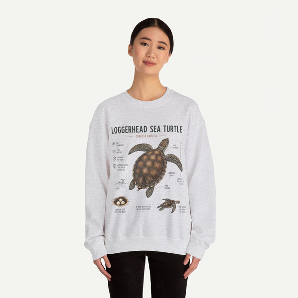 Loggerhead Sea Turtle Anatomy Sweatshirt — Marine Life Educational Crewneck