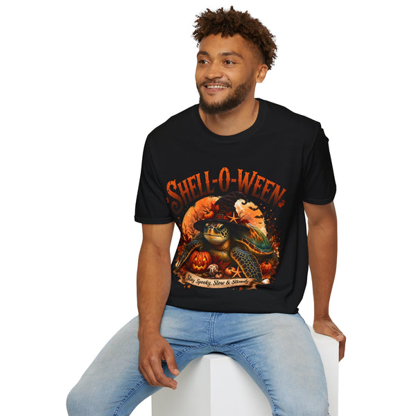 Shell-O-Ween T-Shirt — Spooky Pumpkin Witch Halloween Tee