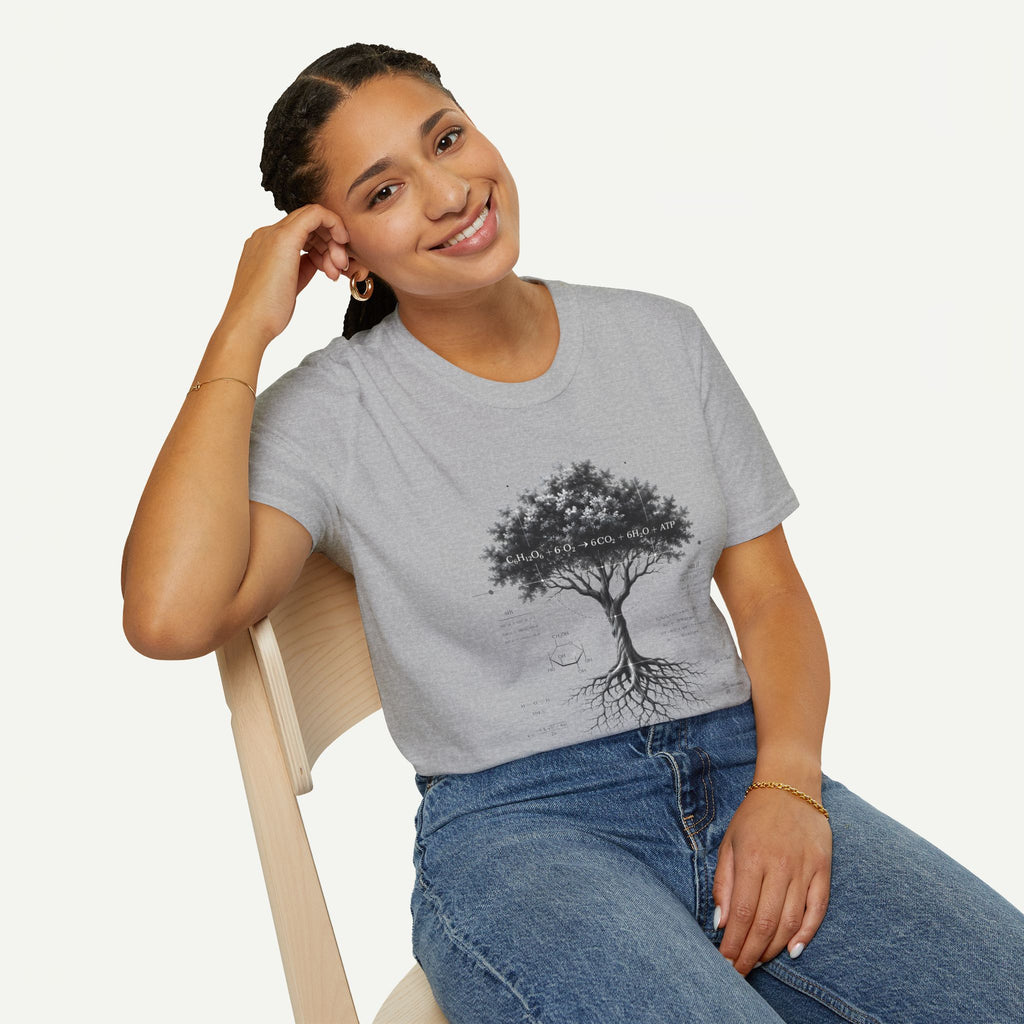 Tree of Life T‑Shirt — Botanical Graphic with Roots and Photosynthesis Diagram