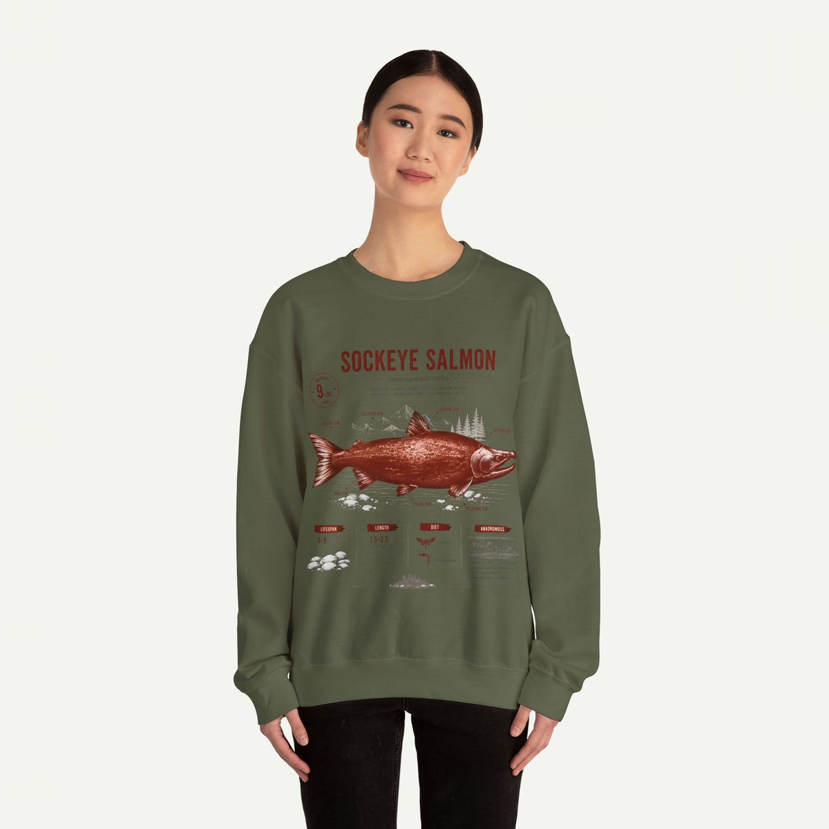 Sockeye Salmon Anatomy Sweatshirt — Vintage Fish Illustration Tee for Anglers & Nature Lovers