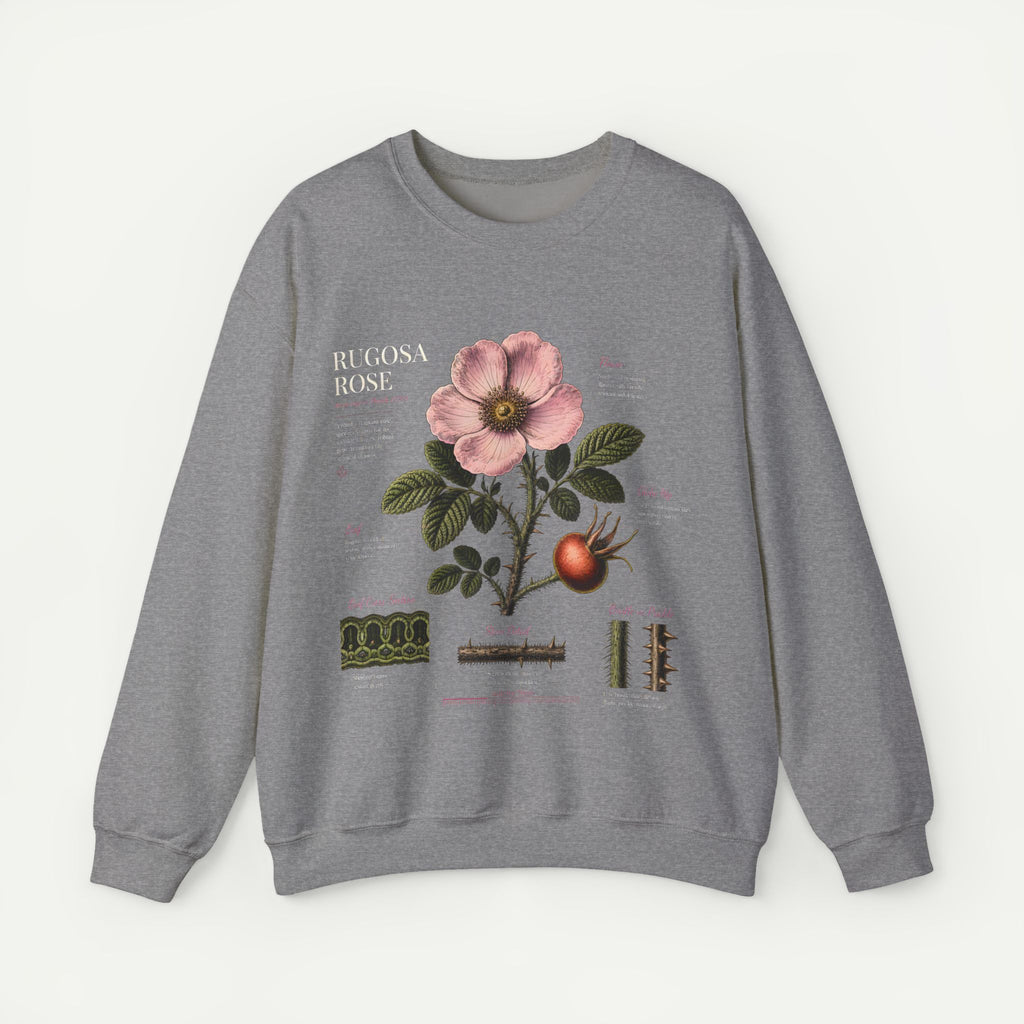 Botanical Rose Crewneck Sweatshirt – Vintage Floral Illustration