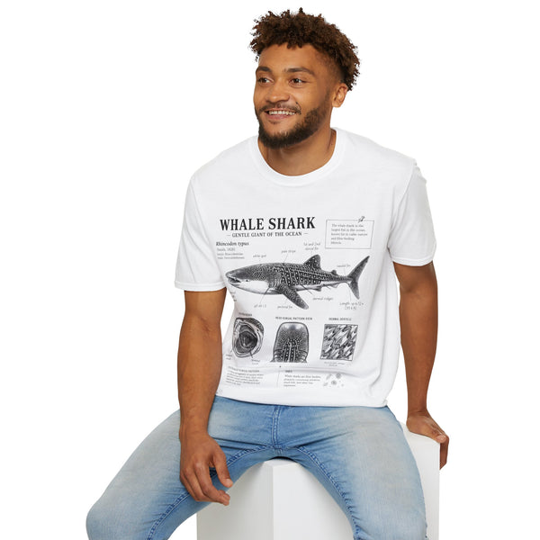 Whale Shark Anatomy T-Shirt — Marine Biology Graphic Tee with Informational Diagram