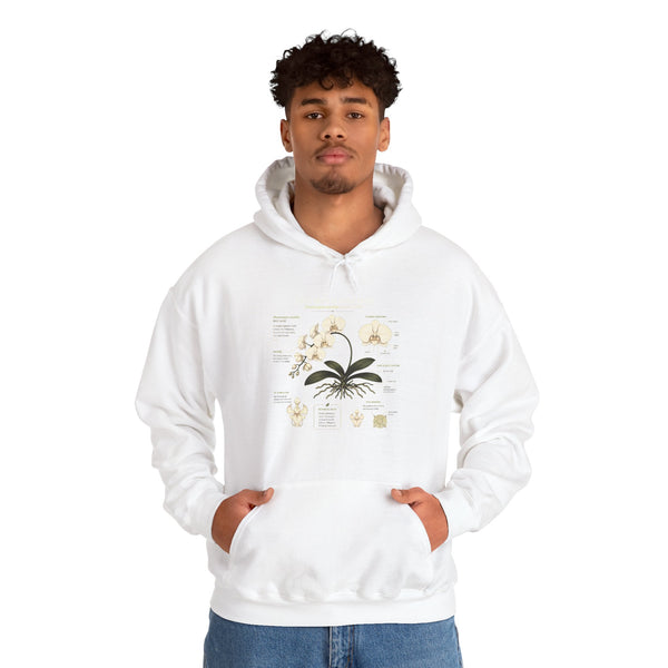 Botanical Orchid Anatomy Hoodie — Vintage Plant Illustration Sweatshirt