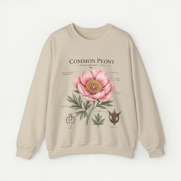 Peony Botanical Sweatshirt — "Common Peony" Floral Crewneck