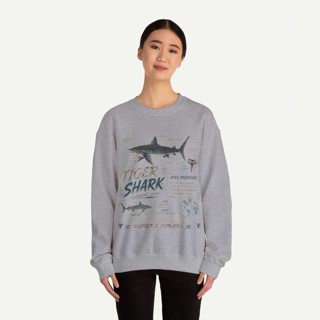 Tiger Shark Anatomy Sweatshirt — Marine Biology Graphic Crewneck