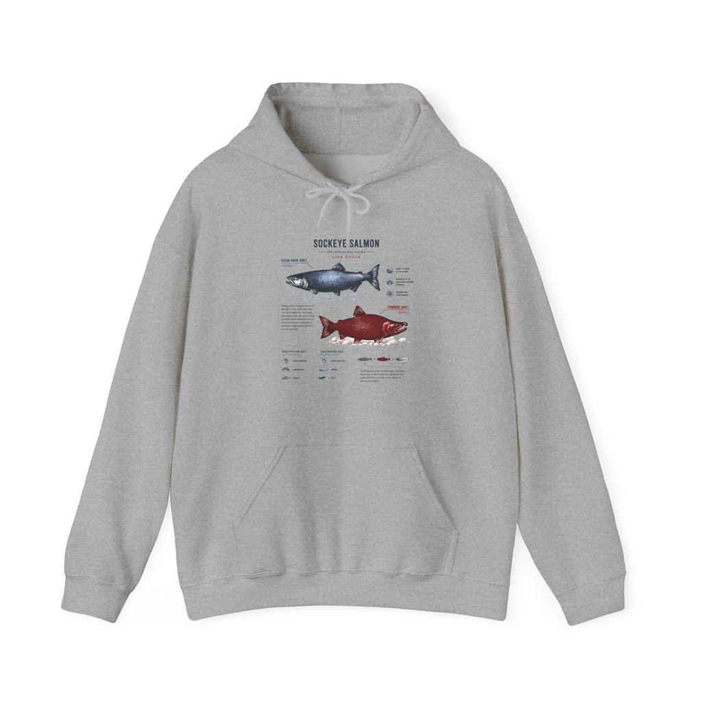 Salmon Species Hoodie — Sockeye & Chinook Fish Identification Graphic Hoodie
