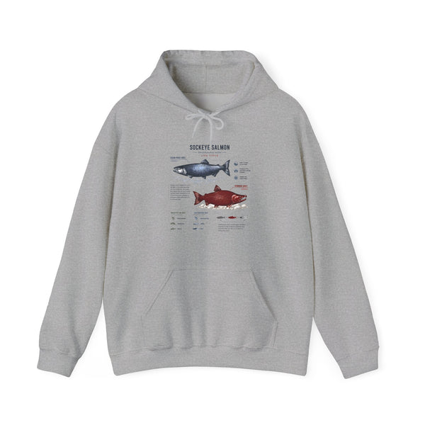 Salmon Species Hoodie — Sockeye & Chinook Fish Identification Graphic Hoodie