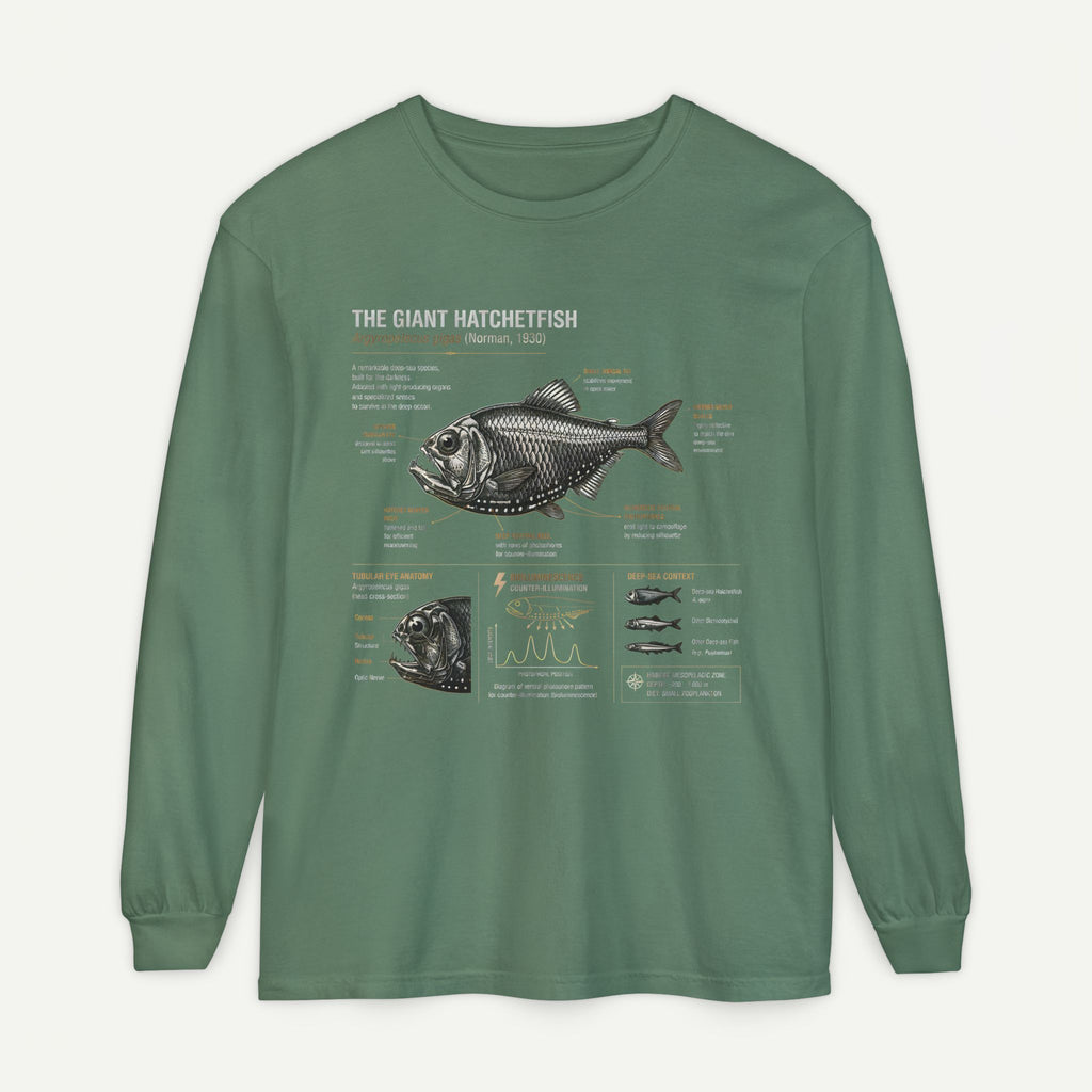 Hatchetfish Anatomy Long Sleeve T‑Shirt — Scientific Fish Illustration Tee