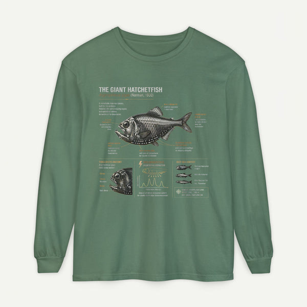 Hatchetfish Anatomy Long Sleeve T‑Shirt — Scientific Fish Illustration Tee