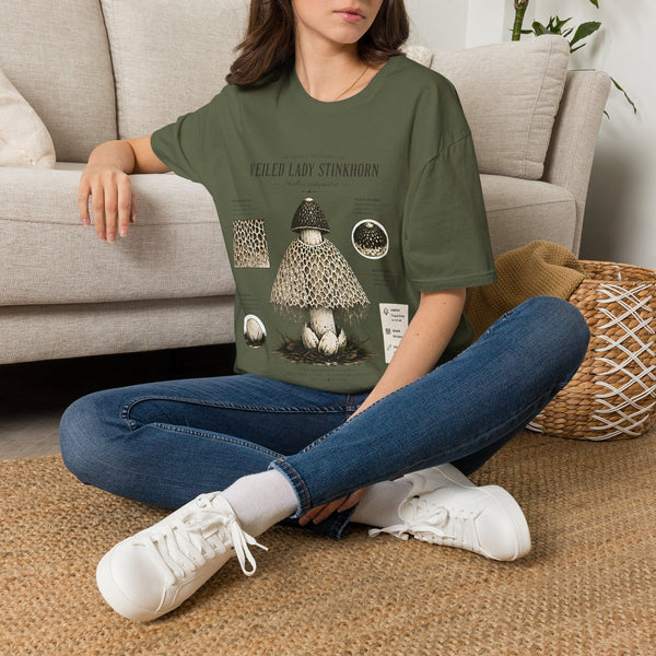 Veiled Lady Stinkhorn Mushroom Tee — Botanical Mycology Anatomy T-Shirt