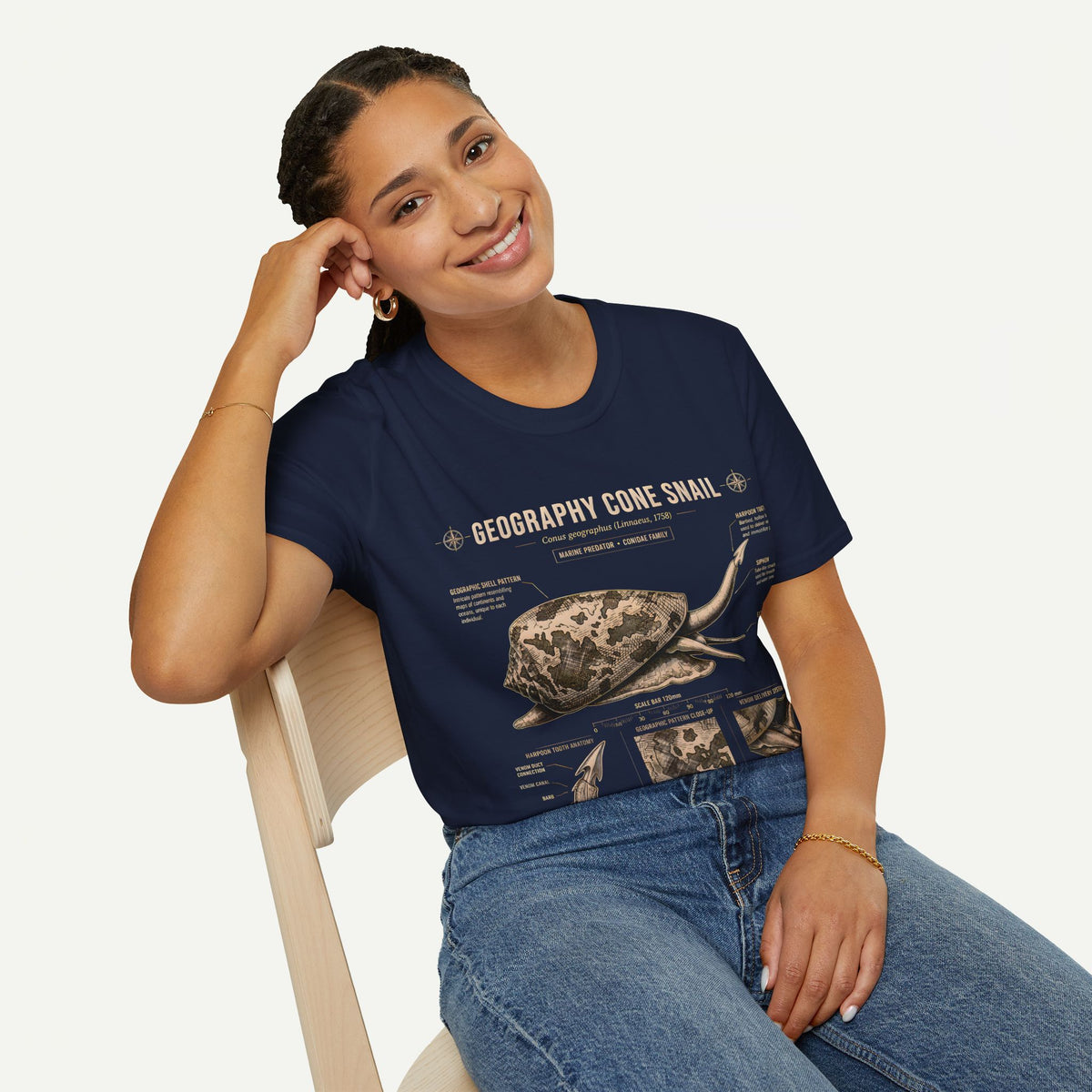 Geography Cone Snail Anatomy T-Shirt — Vintage Scientific Illustration Tee