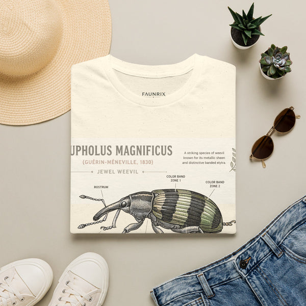 Vintage Botanical Beetle Anatomy T-Shirt — Eupholus Magnificus Illustration