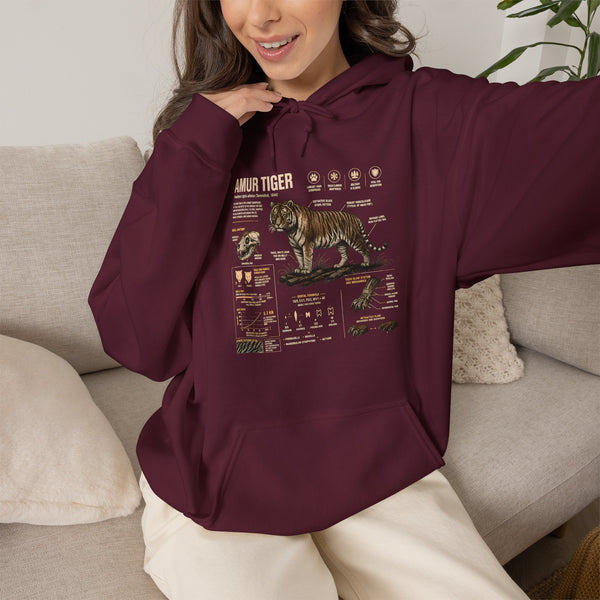 Amur Tiger Guide Hoodie — Vintage Wildlife Illustration Pullover
