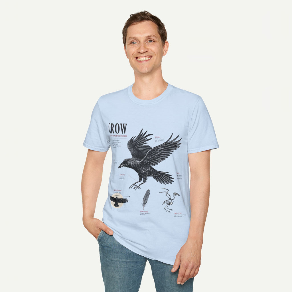 Crow Anatomy Graphic T-Shirt — Vintage Raven Illustration Tee