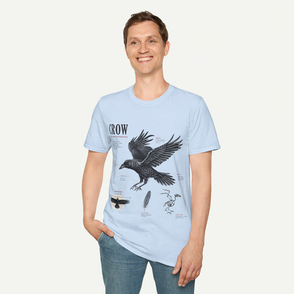 Crow Anatomy Graphic T-Shirt — Vintage Raven Illustration Tee