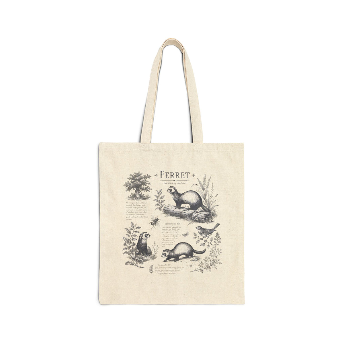 Ferret Anatomy Canvas Tote Bag — Vintage Wildlife Diagram Grocery & Book Bag Main image