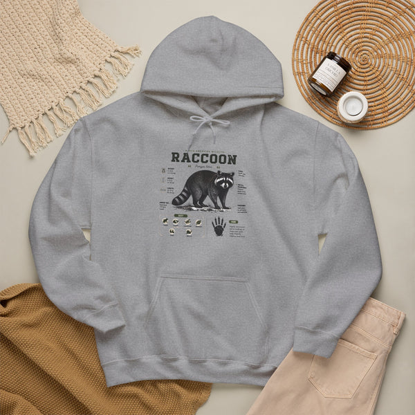 Raccoon Anatomy Hoodie — Vintage Wildlife Illustration Sweatshirt