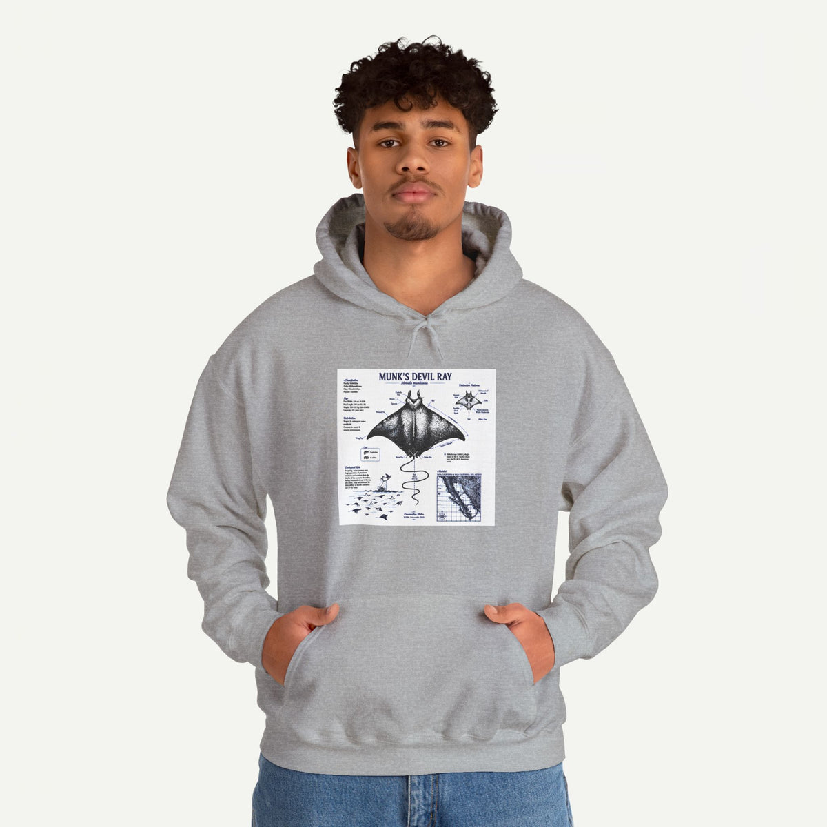 Manta Ray Anatomy Hoodie — Marine Life Graphic Pullover