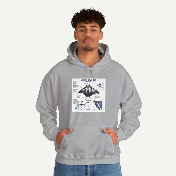 Manta Ray Anatomy Hoodie — Marine Life Graphic Pullover