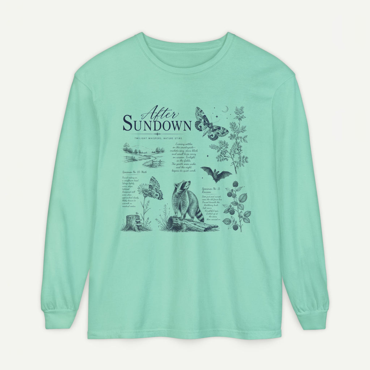 After Sundown Long Sleeve Tee — Vintage Moonlit Nature Graphic Main image