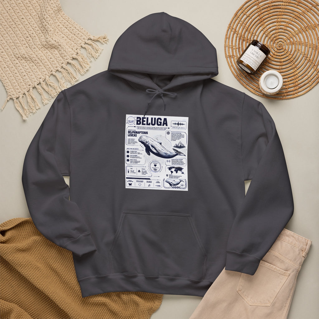 Beluga Whale Graphic Hoodie - Marine Life Diagram Sweatshirt