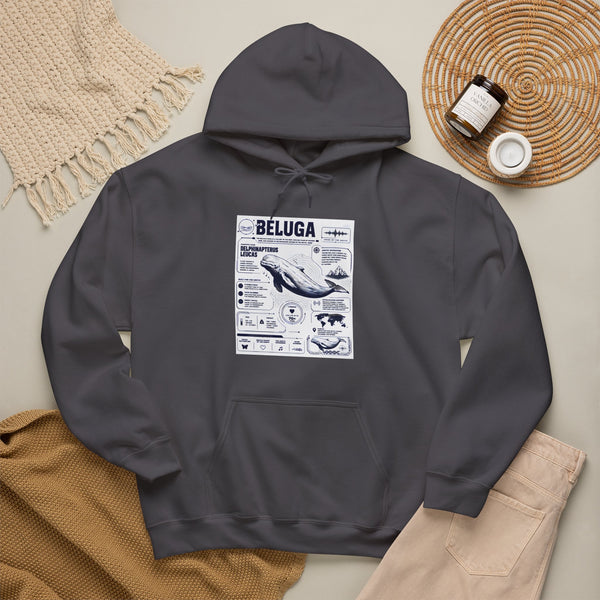 Beluga Whale Graphic Hoodie - Marine Life Diagram Sweatshirt