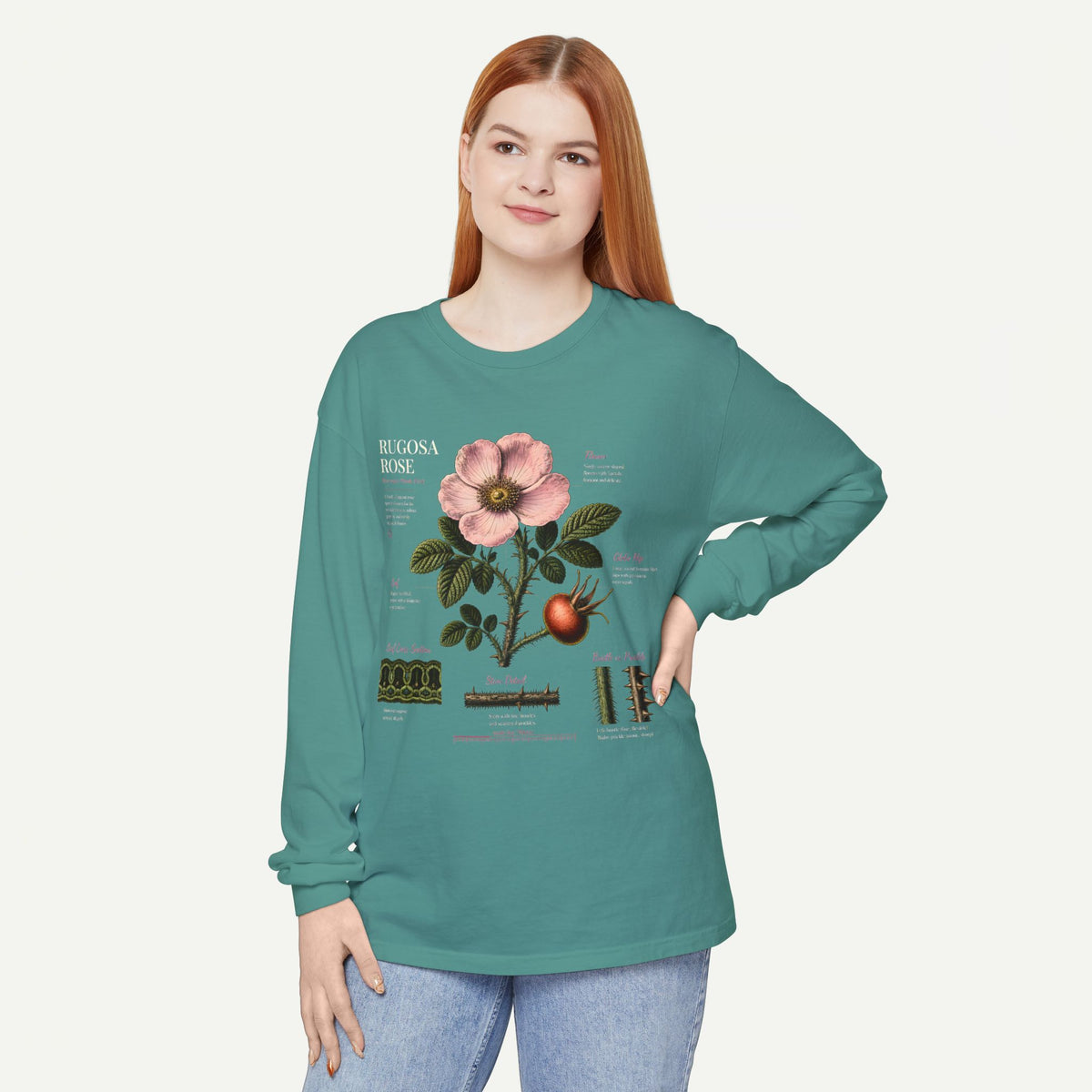 Botanical Rose Diagram Long Sleeve T-Shirt