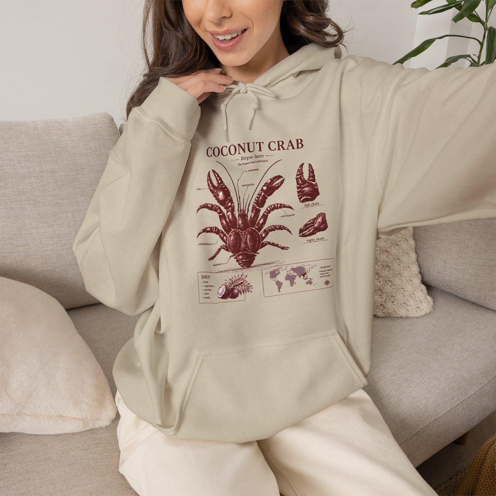 Coconut Crab Anatomy Hoodie — Vintage Botanical & Marine Study Print