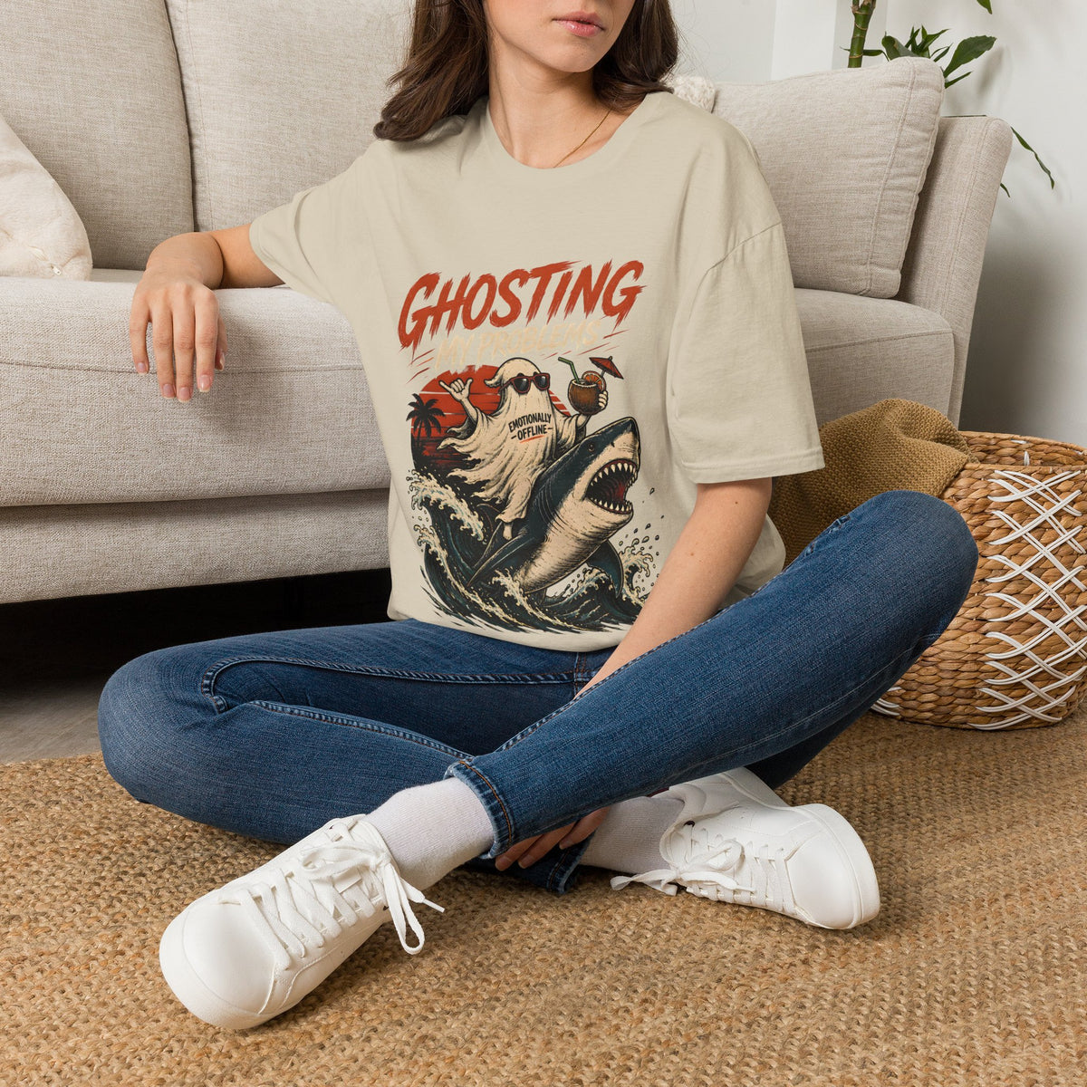 Ghosting My Problems T-Shirt — Funny Sloth Vacation Graphic Tee