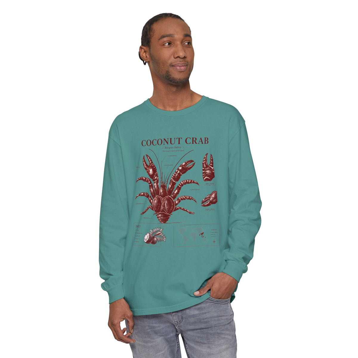 Coconut Crab Long Sleeve Tee — Vintage Marine Illustration