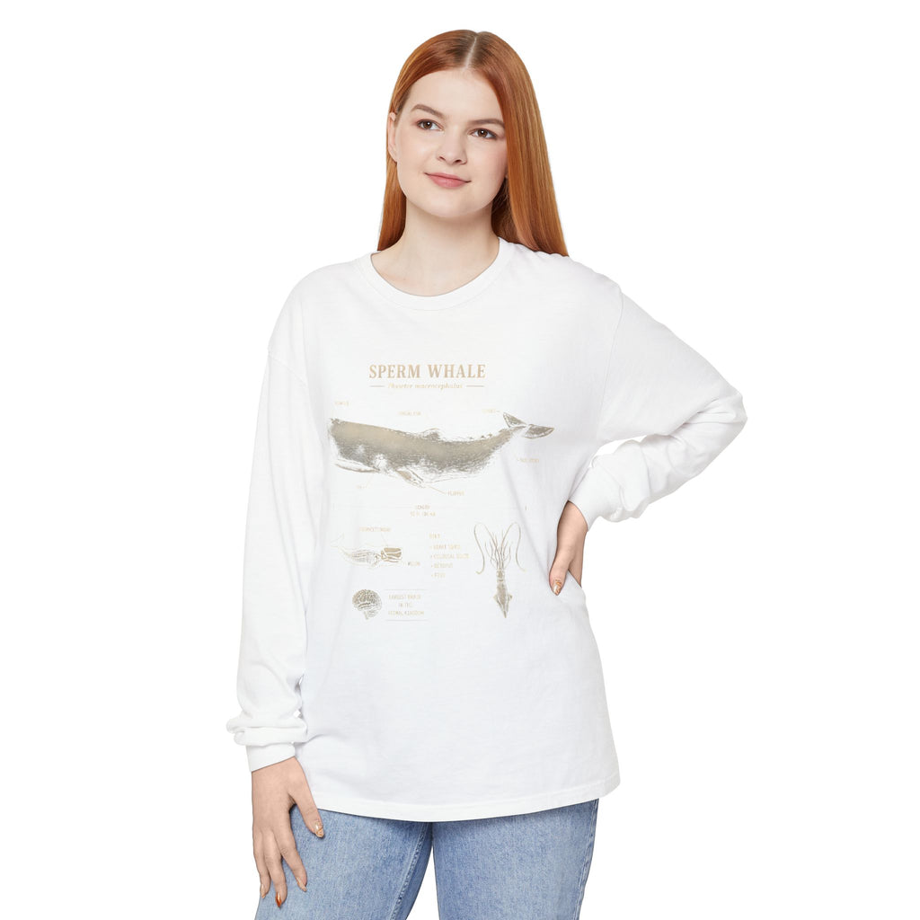 Sperm Whale Anatomy Long Sleeve Tee — Marine Life Graphic Shirt