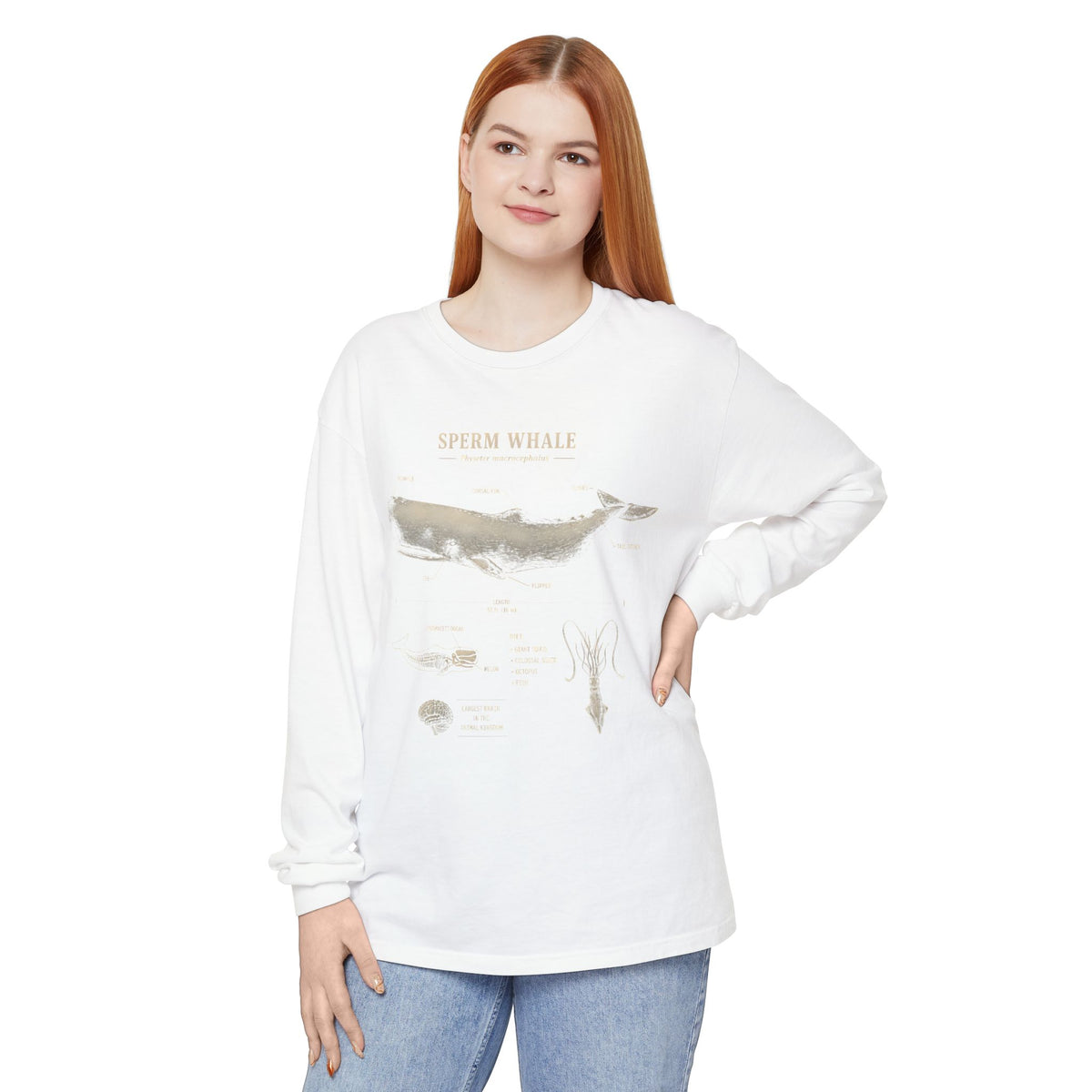 Sperm Whale Anatomy Long Sleeve Tee — Marine Life Graphic Shirt
