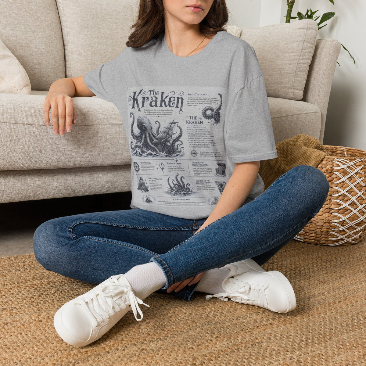 Kraken Vintage Diagram T-Shirt — Nautical Octopus Illustration Tee