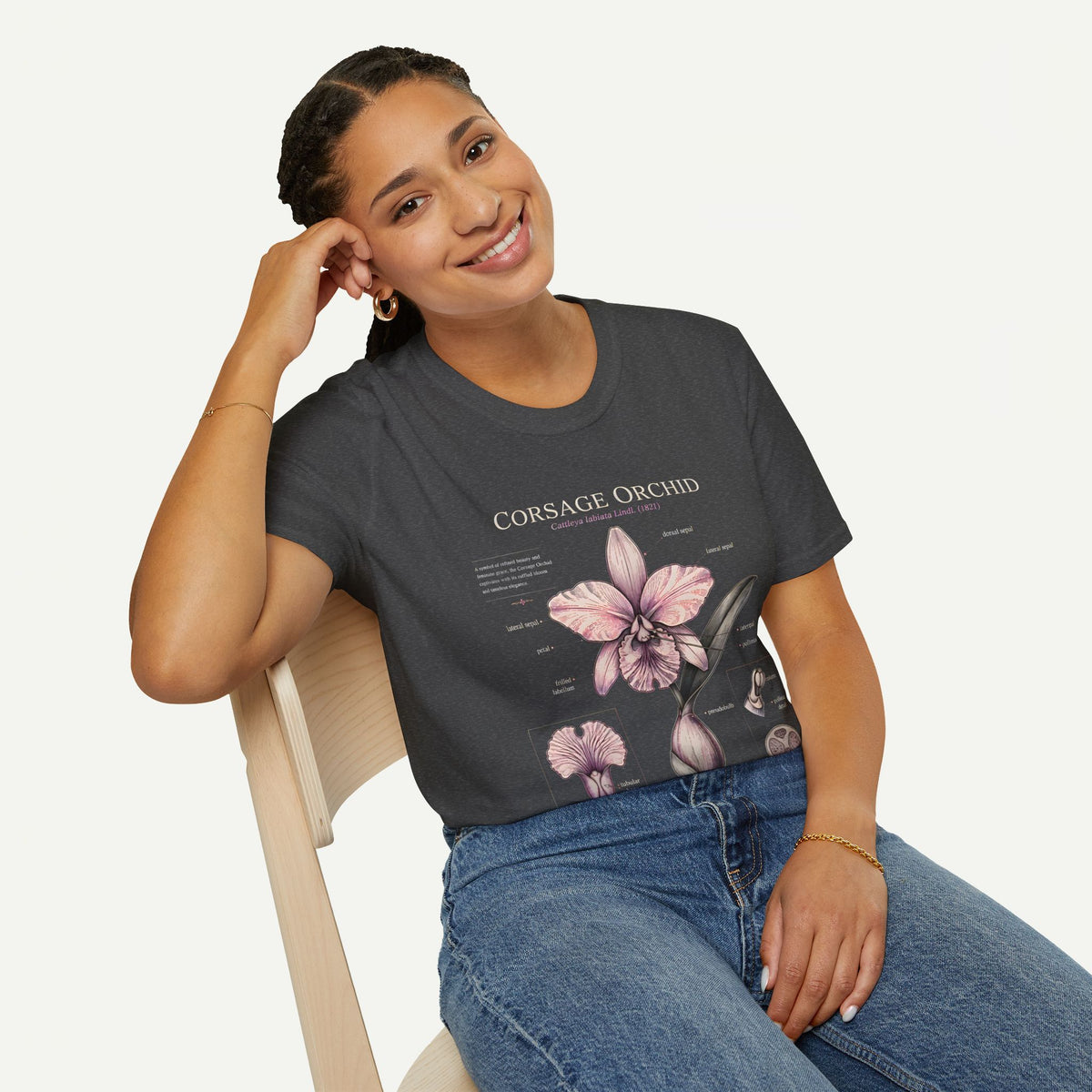 Corsage Orchid T-Shirt — Botanical Floral Diagram Tee