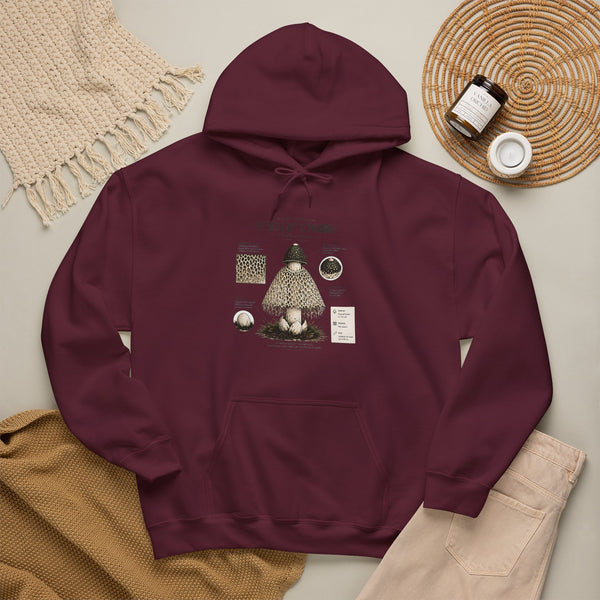 Mushroom Guide Hoodie — Velvet-Lady Stropharia Fungi Illustration Sweatshirt