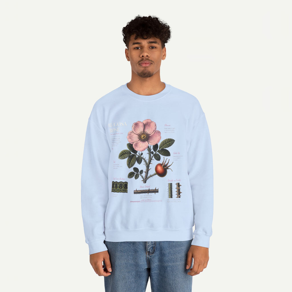 Botanical Rose Crewneck Sweatshirt – Vintage Floral Illustration