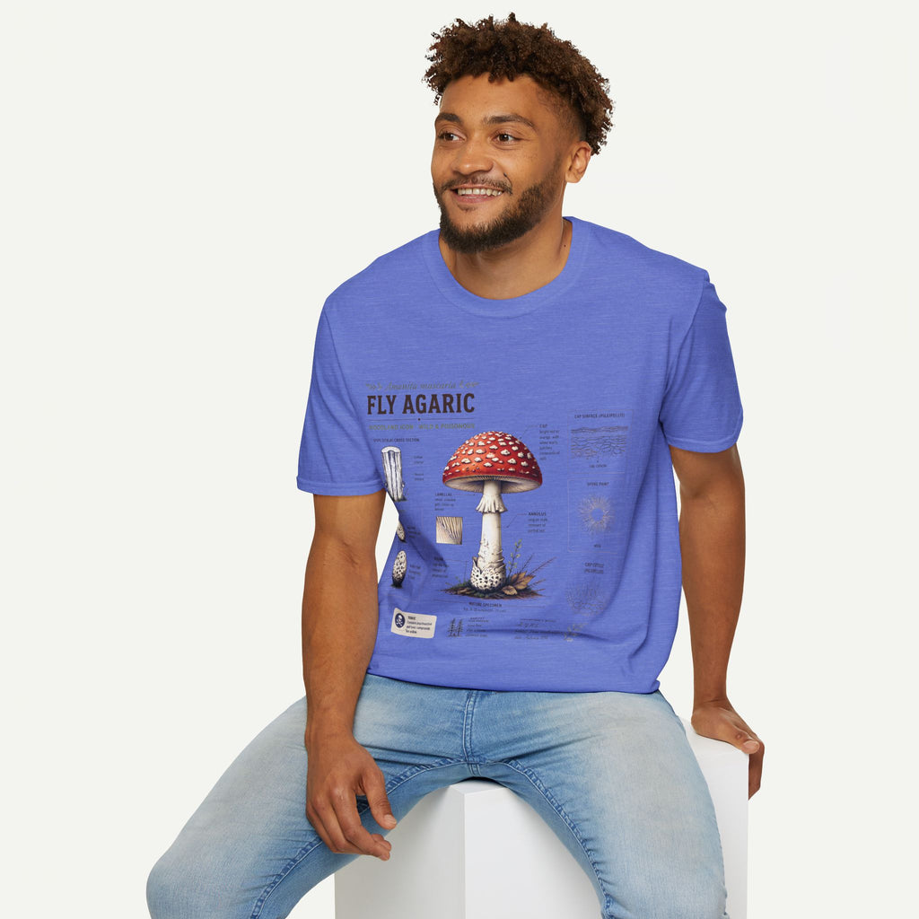 Amanita Mushroom Anatomy T-Shirt — Fly Agaric Botanical Illustration Tee
