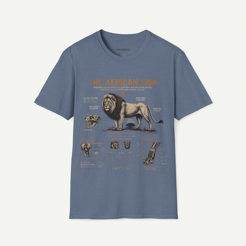 African Lion Anatomy T-Shirt — Vintage Wildlife Illustration Tee