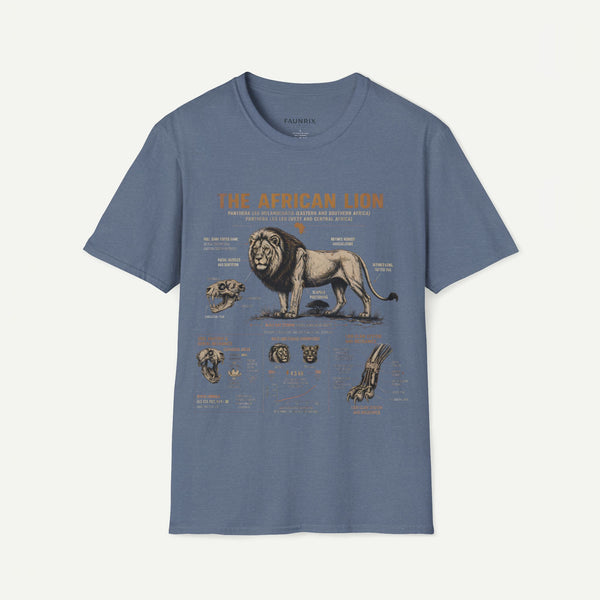 African Lion Anatomy T-Shirt — Vintage Wildlife Illustration Tee