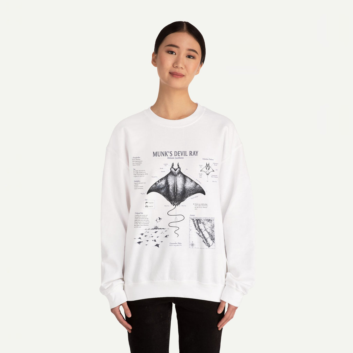 Munk’s Devil Ray Anatomy Sweatshirt — Vintage Marine Biology Graphic Crewneck
