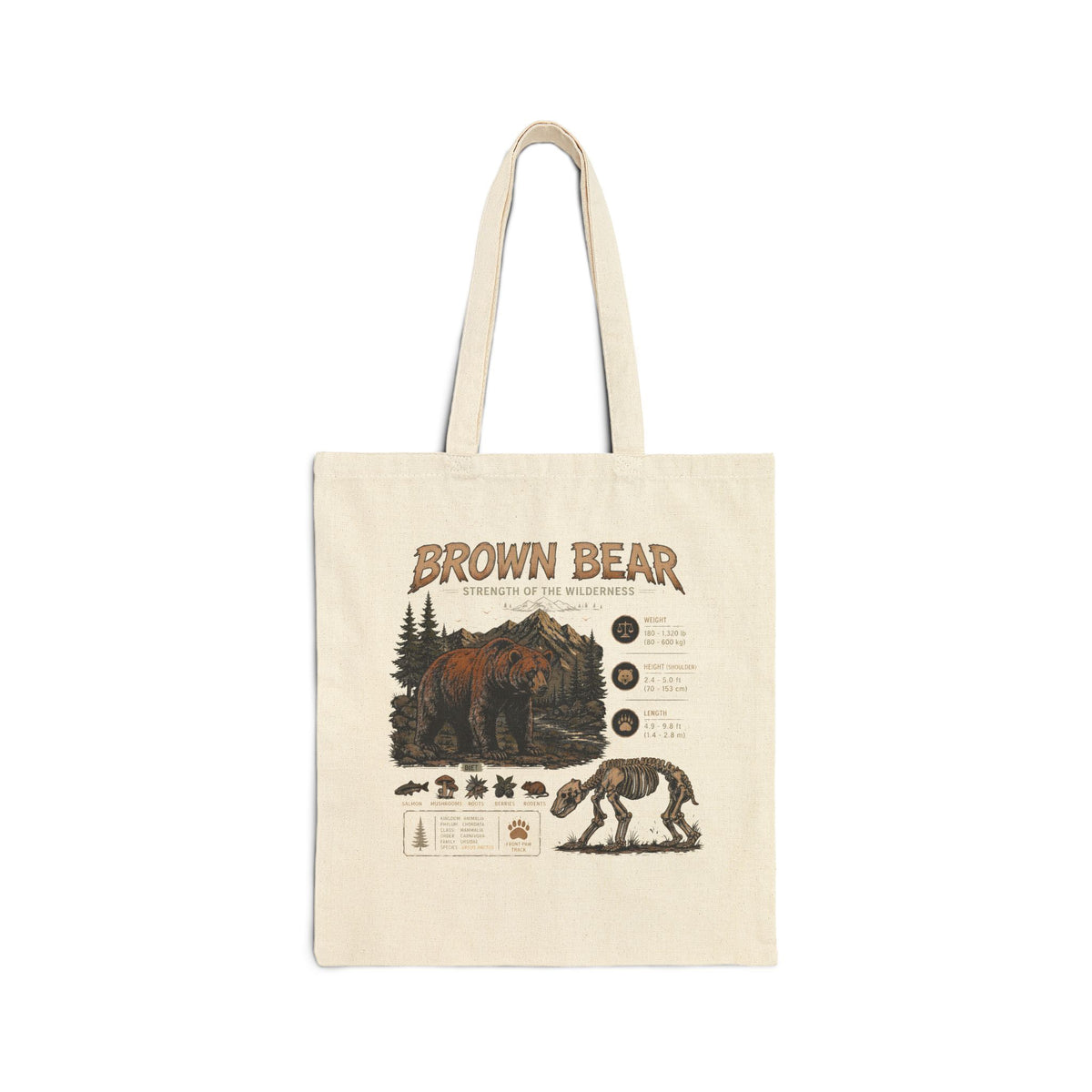 Brown Bear Nature Anatomy Tote Bag — Wildlife Illustration Eco Shopper Main image