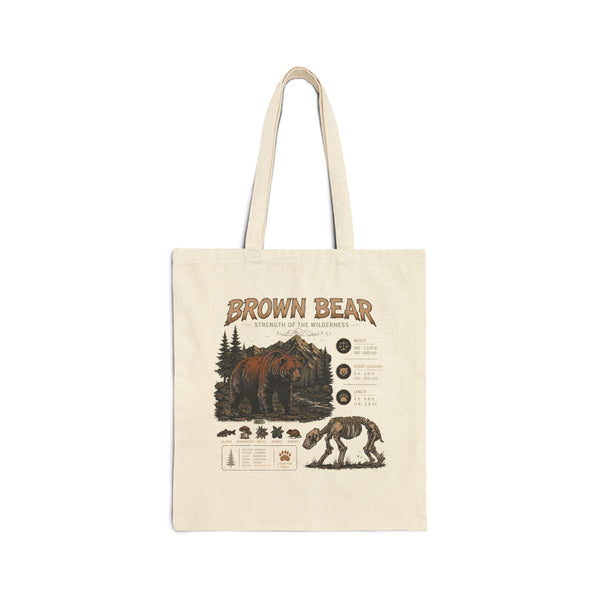 Brown Bear Nature Anatomy Tote Bag — Wildlife Illustration Eco Shopper