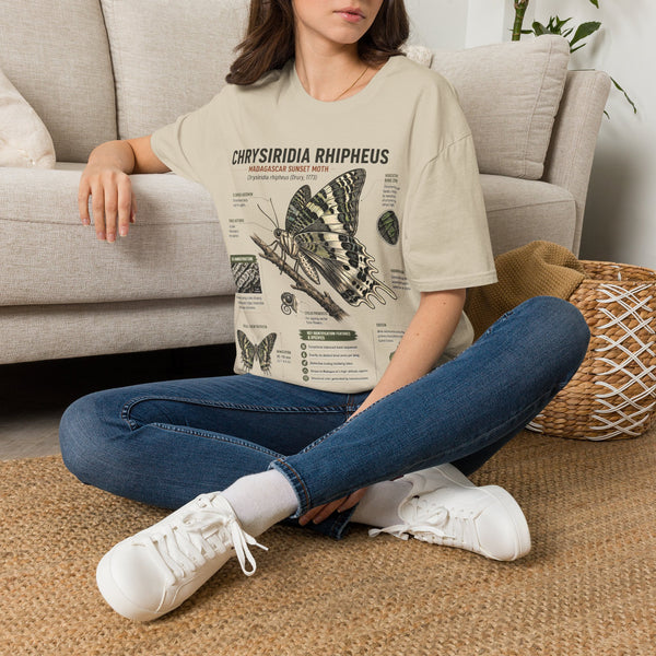 Moth Anatomy Tee — Chrysiridia Rhipheus Madagascar Sunset Moth Scientific Print
