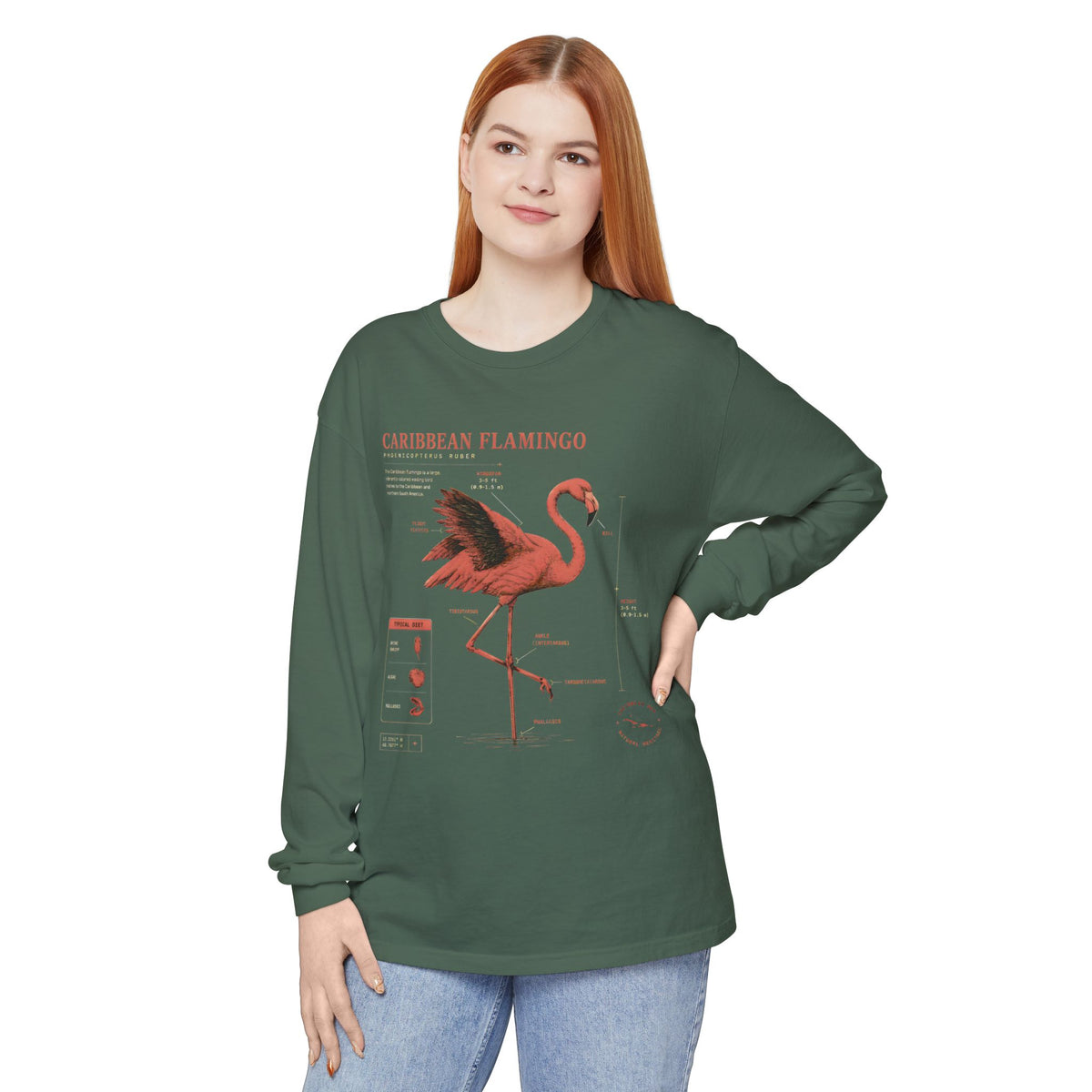 Caribbean Flamingo Anatomy Long Sleeve Tee