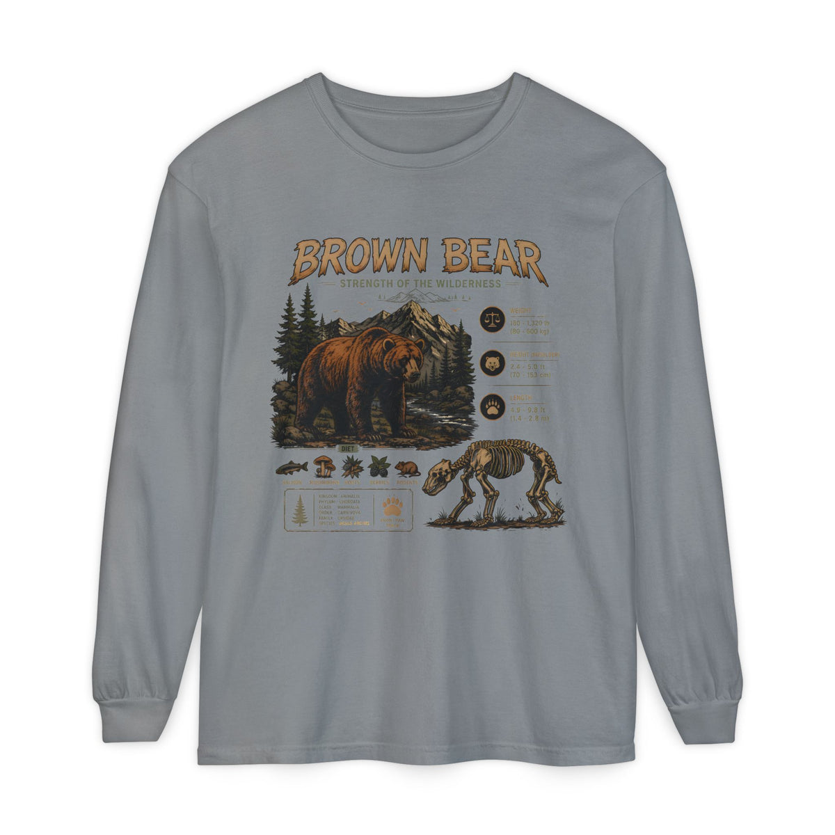 Brown Bear Wildlife Graphic Long Sleeve Tee