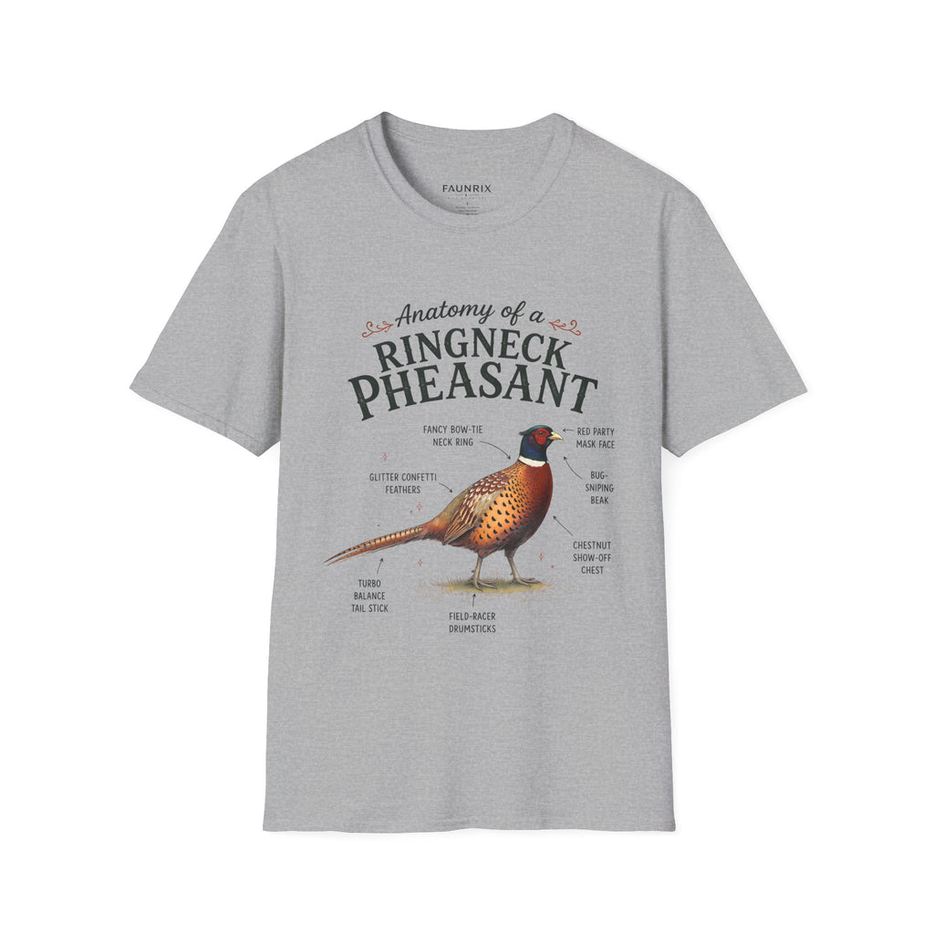 Ringneck Pheasant Anatomy T-Shirt — Illustrated Bird Diagram Tee