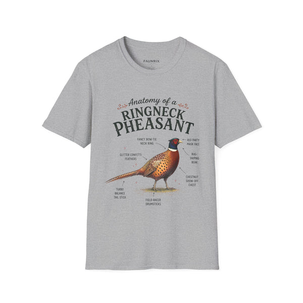 Ringneck Pheasant Anatomy T-Shirt — Illustrated Bird Diagram Tee