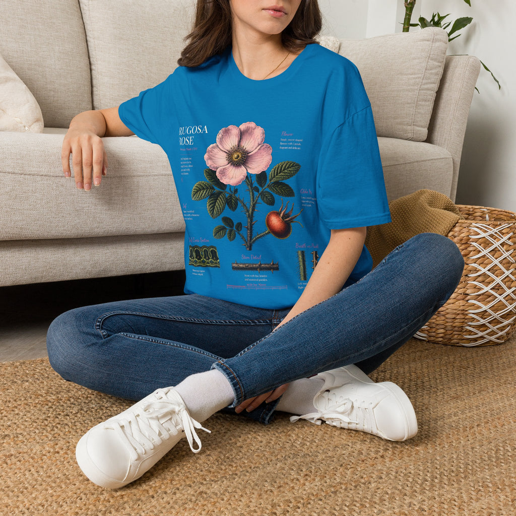Botanical Rose Anatomy T-Shirt – Vintage Floral Illustration Tee