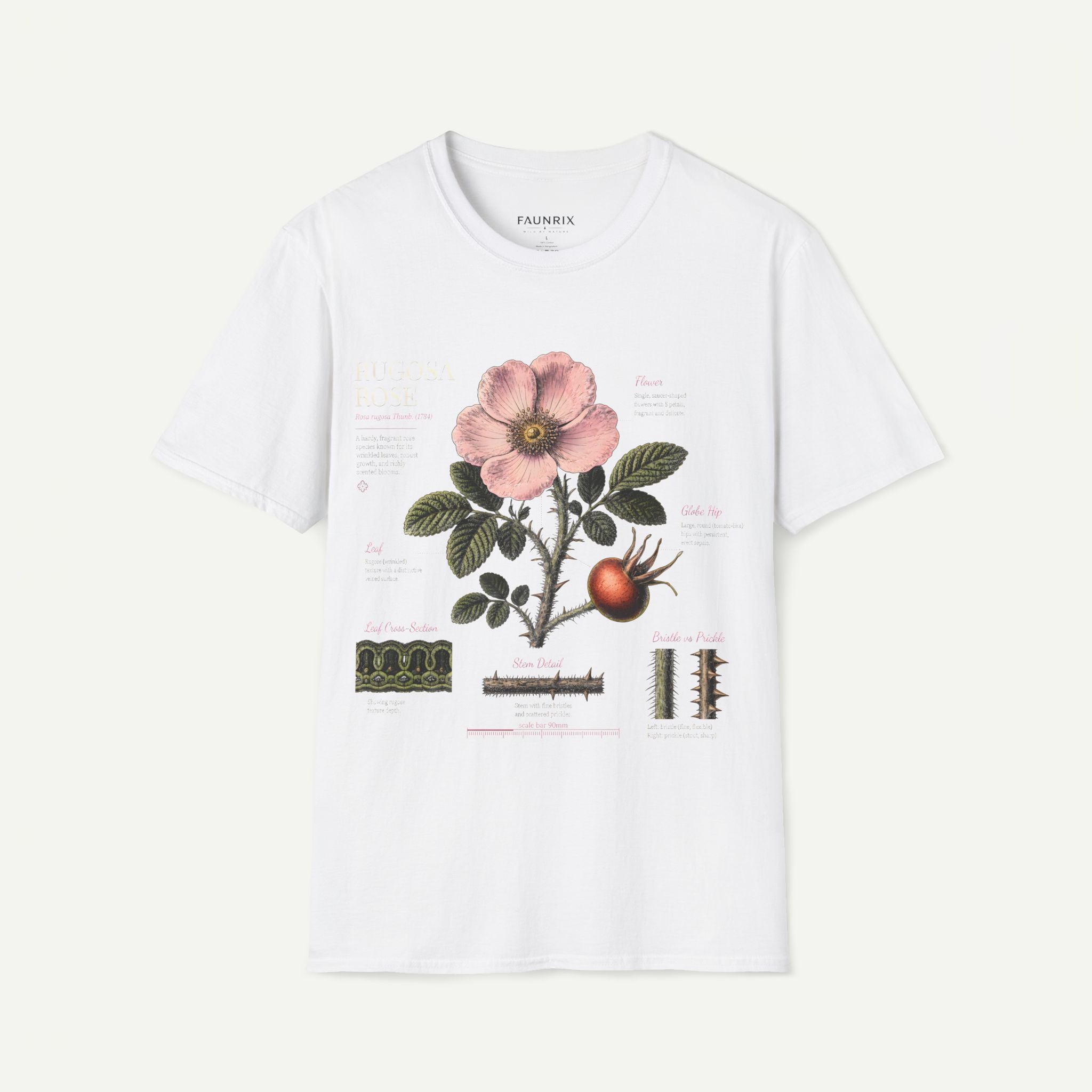 Botanical Rose Anatomy T-Shirt – Vintage Floral Illustration Tee Secondary image