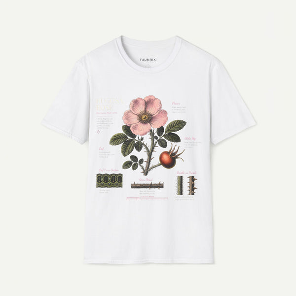 Botanical Rose Anatomy T-Shirt – Vintage Floral Illustration Tee